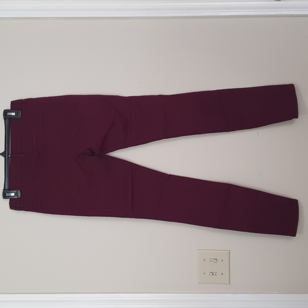 FRAME Midrise Distress Burgundy Funky Skinny Jeans - Picture 10 of 10